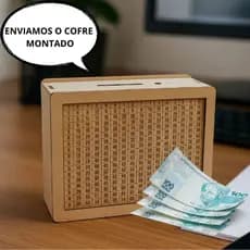 Cofre Desafio 10 MIL Caixa Cofrinho Mágico Guardar Poupança Em Mdf 5 MIL 1 MIL 2500
