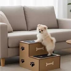 Escadinha Escada Pet 2 Degraus em MDF 4mm C/ Antiderrapante P/ Gatos e Cachorros 30cm de Altura Ideal P/ Camas e Sofás
