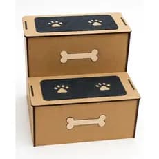 Escada Pet 2 Degraus em MDF C/ Antiderrapante P/ Gatos e Cachorros Idosos filhotes 30cm de Altura Ideal P/ Camas e Sofás