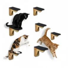 Kit Escada de Parede para Gato 7 Degraus Playground Pet em MDF Resistente Suporta 6kg por Degrau Decoração Moderna