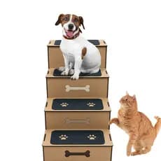 Escadinha Pet 4 Degraus | MDF com Carpete | Para Cachorros e Gatos | 60cm