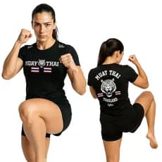 Camisa Feminina de Muay Thai Modelo Tiger Dry Fit Treino Academia Baby Look Boxe Kickboxing Jiu-Jitsu MMA