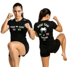 Camiseta de Muay Thai Feminina Baby Look Dry Fit Treino Luta Academia