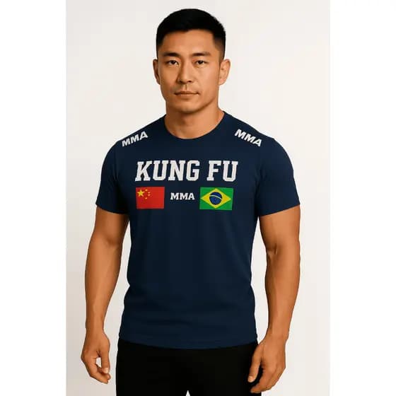 Camisa Masculina de Kung Fu 100% Algodão Premium Treino Academia Plus Size G1 G2 G3