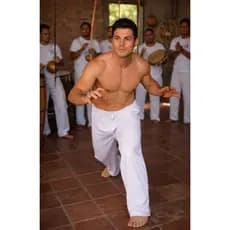 Calça Abada de Capoeira Branca Tradicional Masculina Feminina Brasil Angola