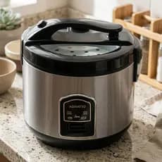 Panela Elétrica de Arroz Inox e Visor Transparente Vaporeira Agratto 6X Xícaras 110 220 Antiaderente