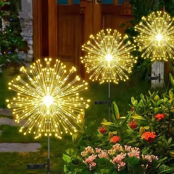 Luzes Solares De Jardim Lâmpadas De Fogos De Artifício LED À Prova D'água Enfeites Flores De Natal 2 ou 6