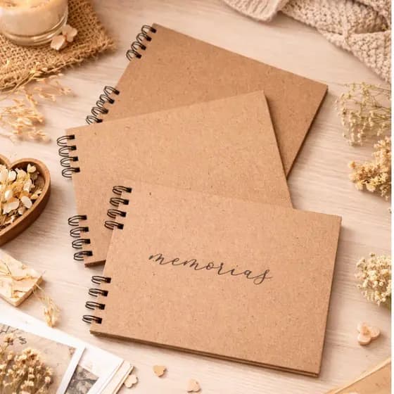 Caderno Álbum de Fotos Scrapbook Kraft Viagens, Memórias, Namorados Capa Dura 50 folhas Tamanho 14x21cm
