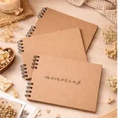 Caderno Álbum de Fotos Scrapbook Kraft Viagens, Memórias, Namorados Capa Dura 50 folhas Tamanho 14x21cm