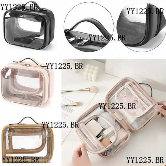 Bolsas De Maquiagem LIAOYING , Bolsa Cosmética Transparente De Camada Dupla , Higiene Para Armazenamento De Pincéis