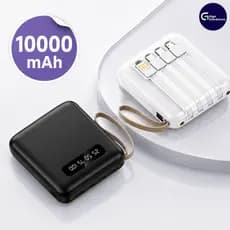 Carregador Portátil 10000mah Com 4 Cabos De Carregamento Rápido LED Banco De Potência Digital
