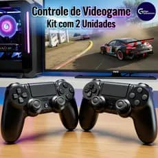 Kit com 2 Unidades Controles de Jogo Sem Fio para PS4 com Função Vibração e Sensor Seis Eixos