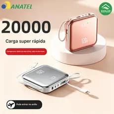 Carregador Portátil 20000mAh Display Digital 4 Portas Carga Rápida Universal