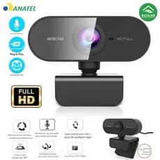 Câmera para Home Office Full HD 1080p com Microfone Rotação 360° Ajuste Livre Compatível com PC e Notebook