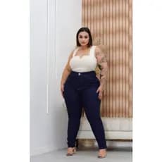 Calça Plus Size Feminina Azul com Lycra -max premium