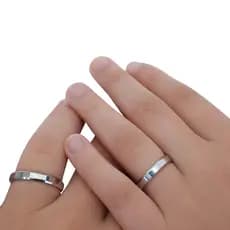 Par de Alianças Aço Inox 316L Prata Polida – Anel de Compromisso Casamento a Pronta Entrega