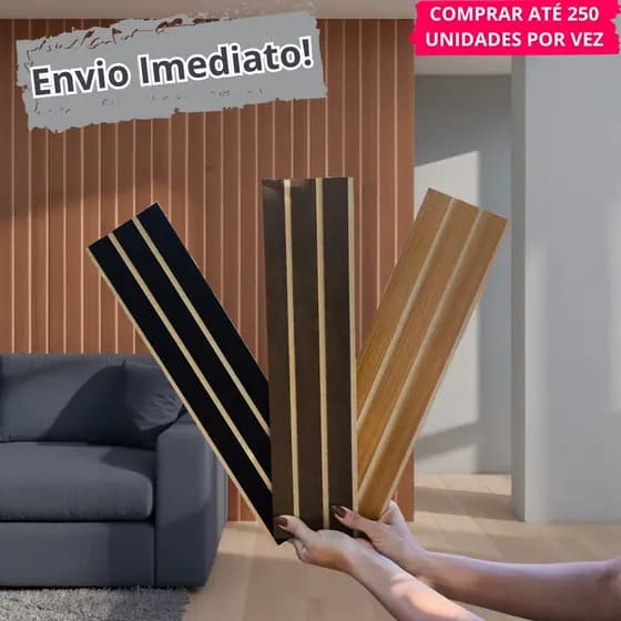 Kit até 100 Placas  Painel Ripado Revestimento de Parede MDF 45x11 Decorativo Moderno - Envio Imediato