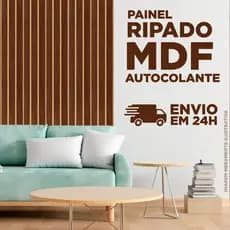 Kit Placas Painel Revestimento Ripado em MDF Auto Colante - 45x11cm