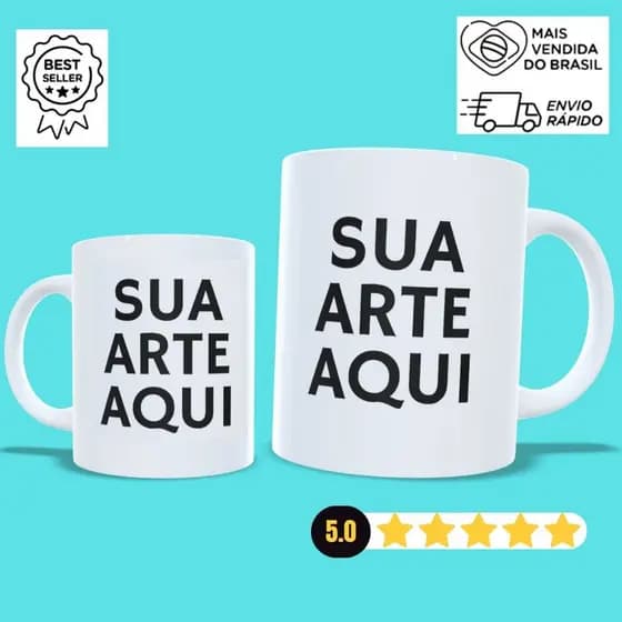 Caneca Personalizada com Sua Arte em Porcelana 325 ML