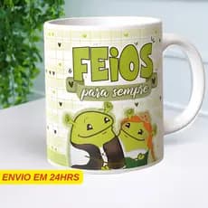 Caneca Personalizada Sherek Feios para sempre - Porcelana 325 ml