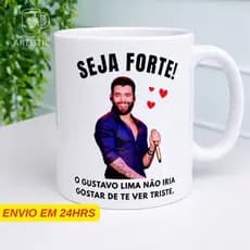 Caneca Personalizada Gustavo Lima - Seja Forte em Porcelana 325ml