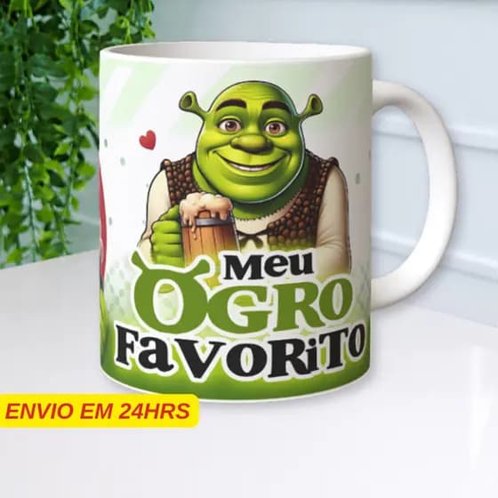 Caneca Personalizada Shrek - Meu Ogro Favorito - Porcelana 325ml - Presente Namorados Presente Masculino Caneca Shrek