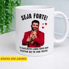 Caneca Personalizada Gustavo Lima - Seja Forte em Cerâmica 325ml