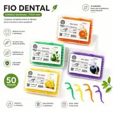 Fio Dental Aromatizado 4 Sabores Não Machuca Gengiva 50 Peças para Viagem e Uso Doméstico