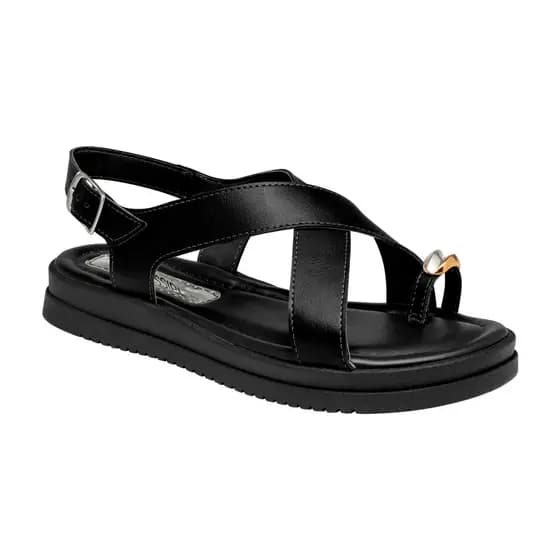 Sandália Feminina Casual Flatform Tiras Cruzadas com Dedinho Mississipi
