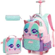 Mochila Infantil Menino Menina Escolar Mochilas Rodinha Mochila De Bordo Kit Casual Infantis Rodinhas Unicórnio de creme