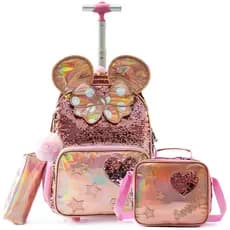 Mochila Infantil Menino Menina Escolar Mochilas Rodinha Mochila Bordo Kit Casual Infantis Rato fofo