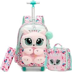Urso Azul Mochila Infantil Menino Menina Mochilas Rodinha Mochila De Bordo Kit Casual Infantis Escama Rosa