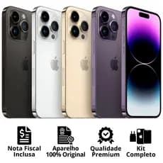 Celular iPhone 14 Pro (128GB) (256GB) 100% Original Apple Seminovo Vitrine Bateria 85% a 100% NF Carregador Película