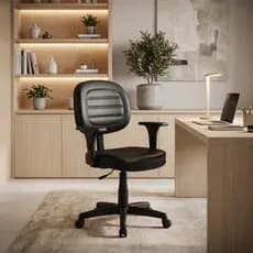 Cadeira Escritório Executiva Giratória Comfort Costurada Home Office Braços Regulável Com Rodízios