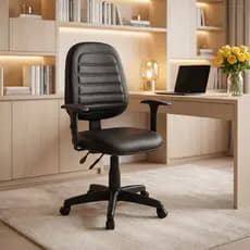 Cadeira Escritório Ergonômica Executiva Work Comfort Nr17 Giratória Corino Costura Com Rodízios