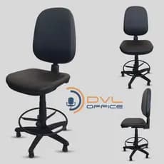 Cadeira Caixa Alta Ergonômica Atendimento Balcão Recepção Giratória Executiva Com Aro Apoio De Pé Work NR17 Corino