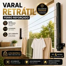 Varal de Parede Retrátil Reforçado em Ferro  Kit de Instalação Incluso  Varal de Roupas Dobrável