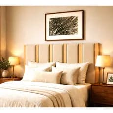 Cabeceira Modular Queen Cama Box 7 Estofados + 8 Ripados MDF 180x45cm Decorativa