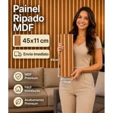Kit Revestimento Ripado MDF 45x11 cm Painel Decorativo Parede Moderna