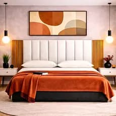 Kit Cabeceira Modular de Cama Até 12 Peças + Paine Ripado de Parede Premium - Casal Box Queen King