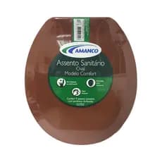 Assento Almofadado Oval Tampa de Vaso Sanitário Barata Comfort Caramelo Amanco