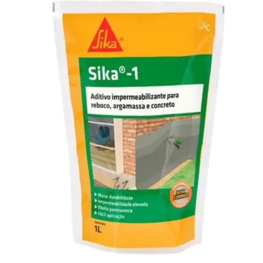 Sika Nº1 Aditivo Impermeabilizante 1 Litro Sika | Reboco, Argamassa e Concreto