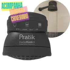 Chuveiro Elétrico 110V Ducha Pratik 3T 5400W Cores Branco ou Preto - Acompanha Magueira e Chuveirinho