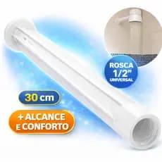 Braço Cano para Chuveiro Todos os Modelos – 30 cm | Rosca 1/2” | Branco ou Preto