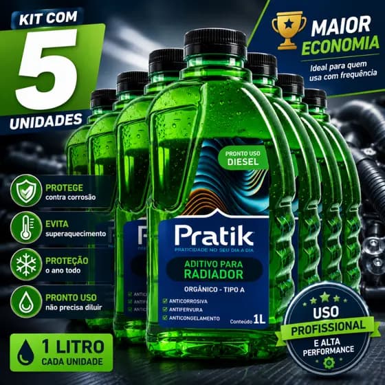 Kit 5 Aditivo Radiador Diesel 1l Pronto Uso Orgânico Tipo A