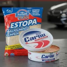 Kit Cera Carnu Silicone + Estopa Brilho Duradouro E Proteção