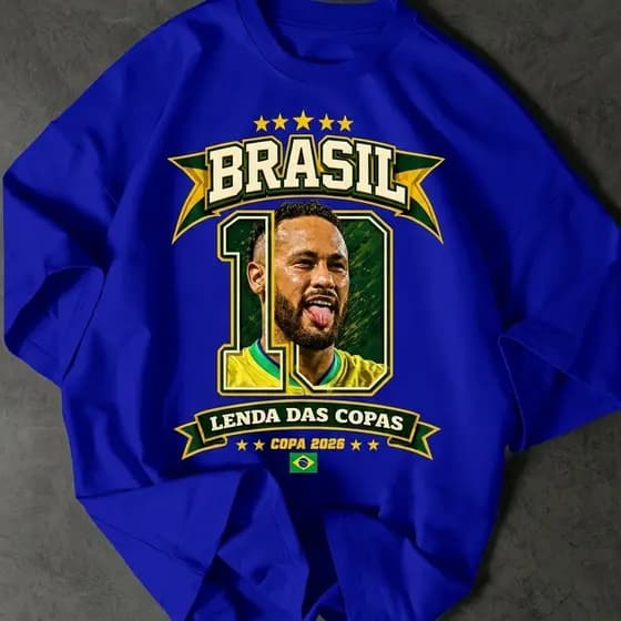 Camiseta Ney Copa 2026 Camisa Brasil Lenda das Copas Streetwear Oversized