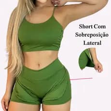 Conjunto Feminino Fitness Short e Top Cropped Alcinha Academia Conjunto Malhar