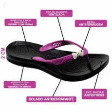 Chinelo Feminino Alcalay Antiderrapante Anti Stress Ajuda no Esporão Vegano Faciste Plantar