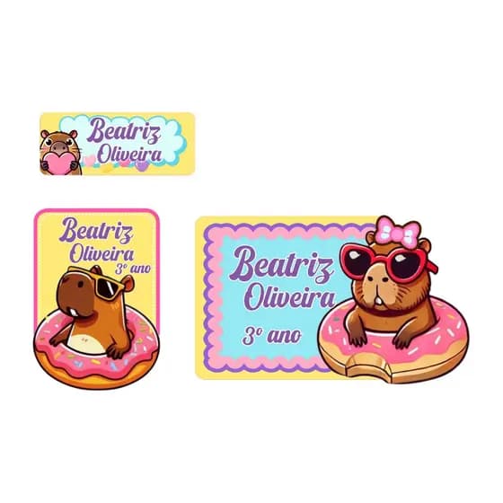 90 Etiquetas personalizadas Capivara - etiqueta escolar - adesivo escolar - etiqueta adesiva